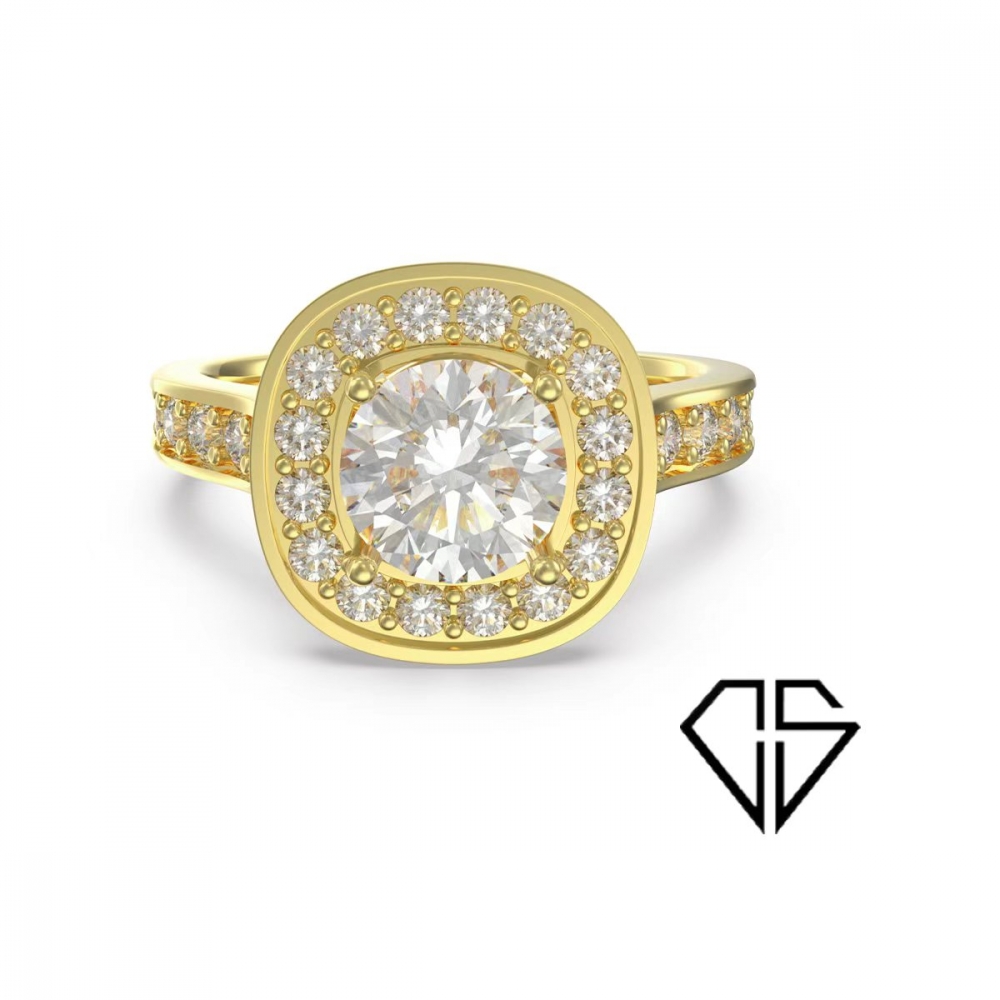 Ring i 14K gult gull med lab-grown diamanter