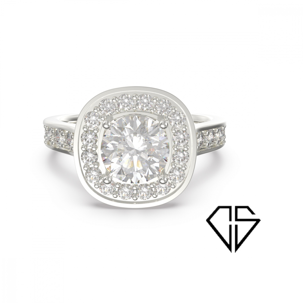 Ring i 14K hvitt gull med lab-grown diamanter