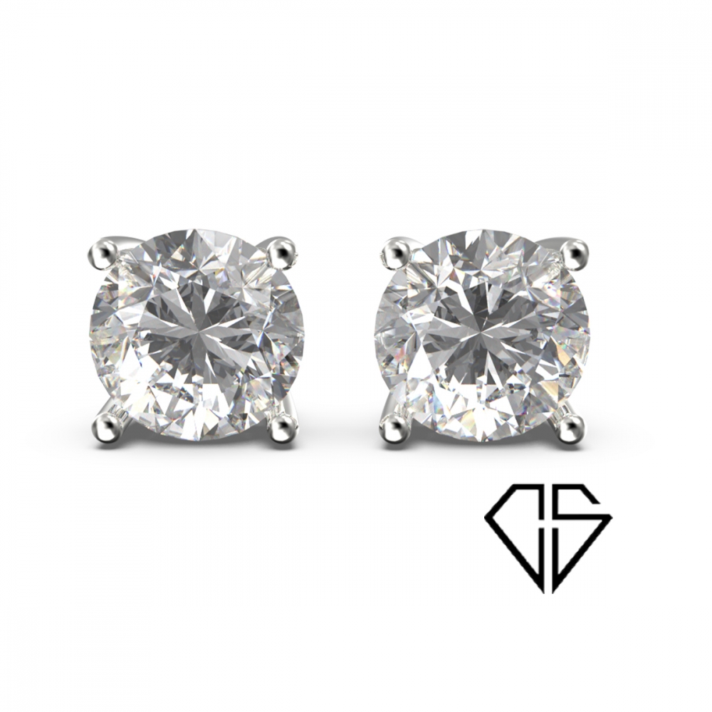 Ørepynt i 14K hvitt gull med 2 x 1,0ct lab-grown diamanter