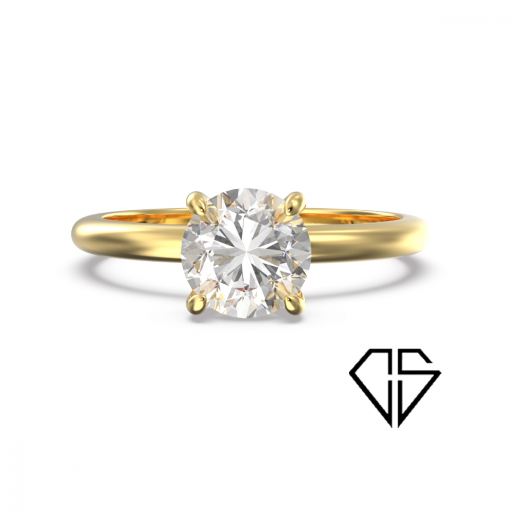 Ring i 14K gult gull med lab-grown diamant