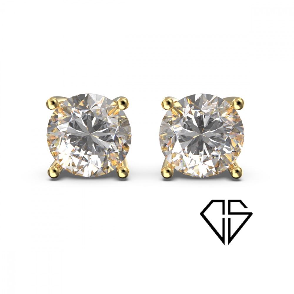 Ørepynt i 14K gult gull med 2 x 3,0ct lab-grown diamanter